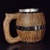 Roestvrijstalen Bierpul, Houten Vat Design Steins, Retro "BEER" Logo & Klinknagels, Grote Inhoud Mok voor Bars Feesten Woondecoratie