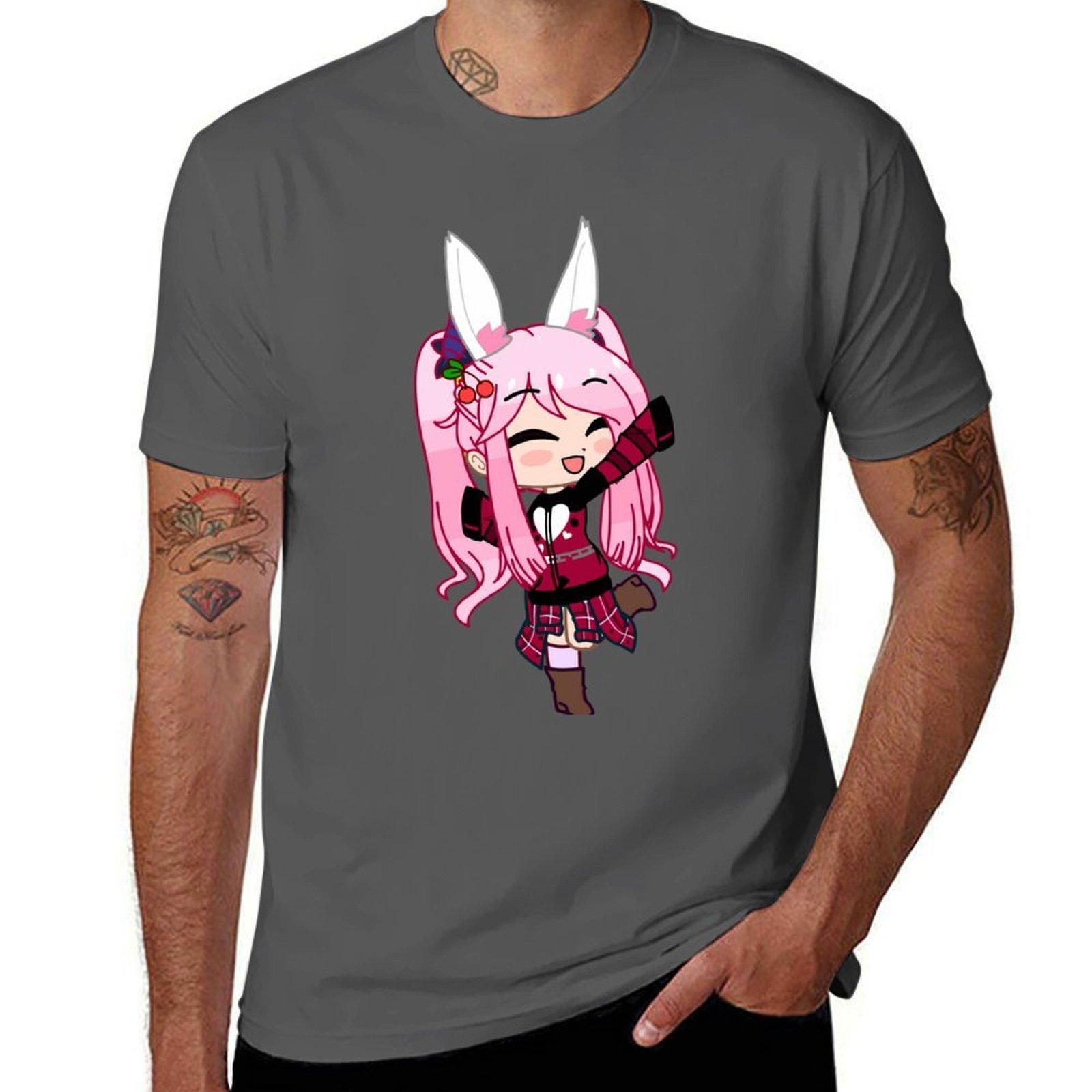 

Веселая девушка Gacha club - Веселая девушка в поп-стиле - Веселая аниме гача чиби девушка Футболка смешные футболки черный юмор Футболка 4XL