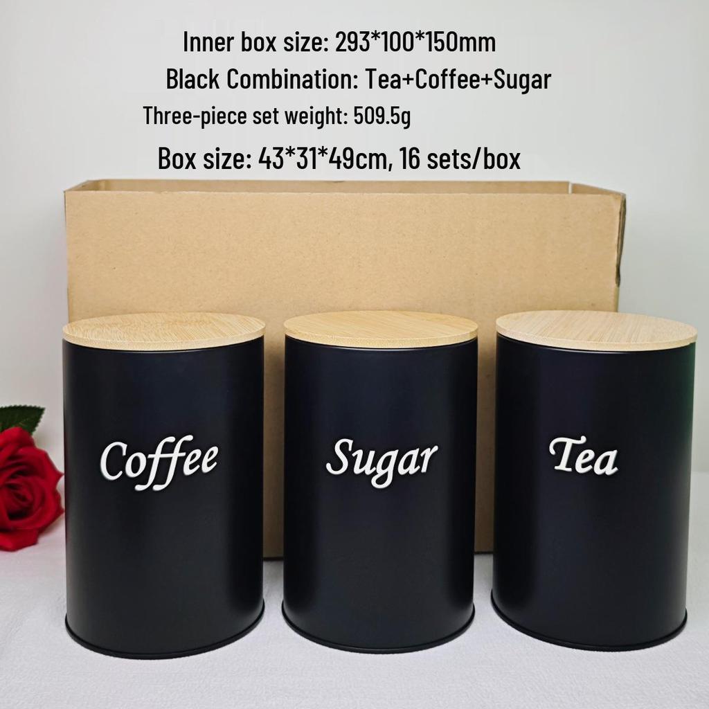 Eco-friendly Round Iron Can with Bamboo Lid for Coffee, Tea, or Sugar Storage