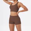Nude Brushed Cross Back Bra, Casual Sports, Hip Lifting Shorts, Fitness Yoga Suit Two-piece Set