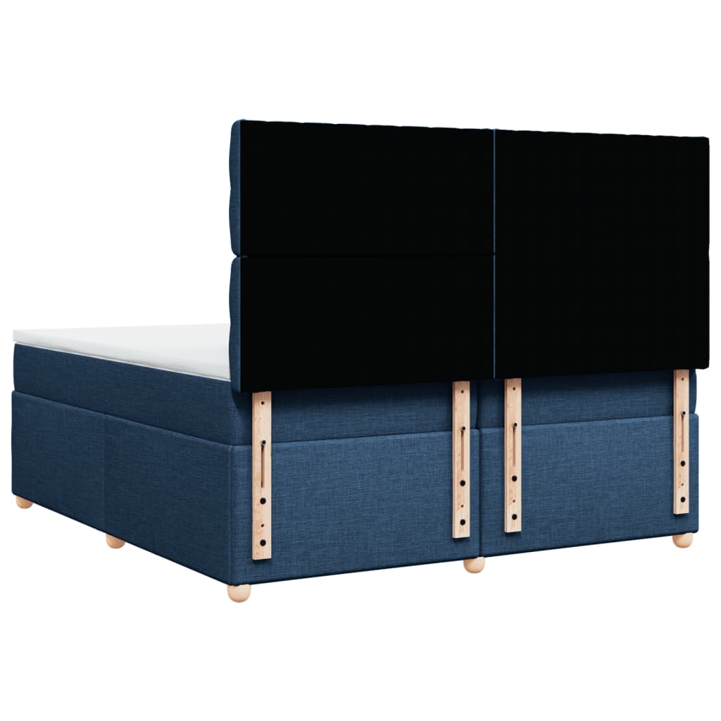 Box Spring Bed with Mattress Blue 200 x 200 cm Fabric