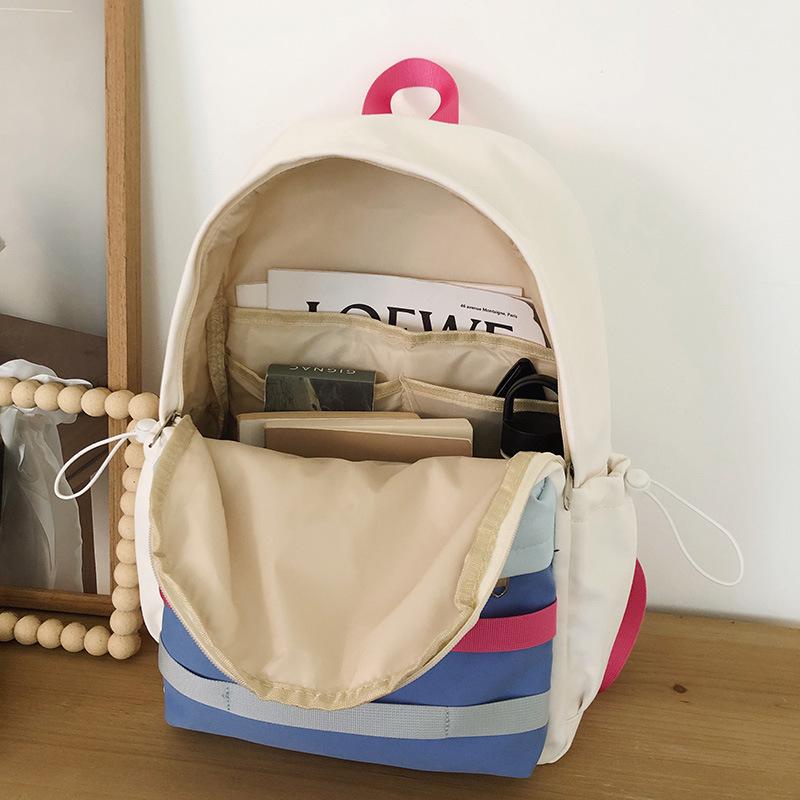 Schoolbagins Wind Japanese School Bag Large Capacity Korean Version Contrasting Color Versatile Girl Backpack High Value Student Backpack Female