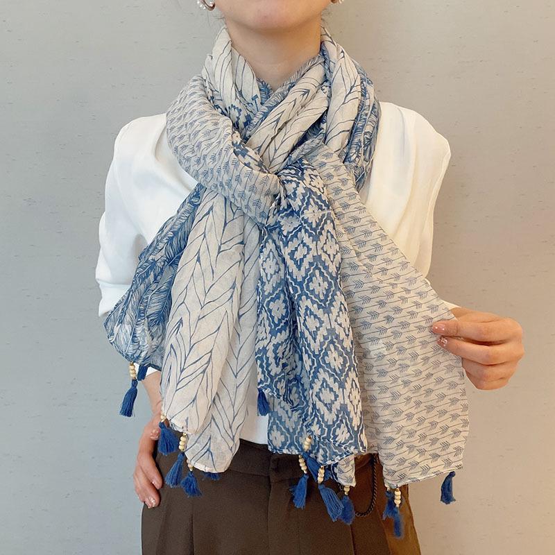 

Этнический стиль шаль дорожный защита от солнца пляжный шарф богемный хлопковый и льняной шарф