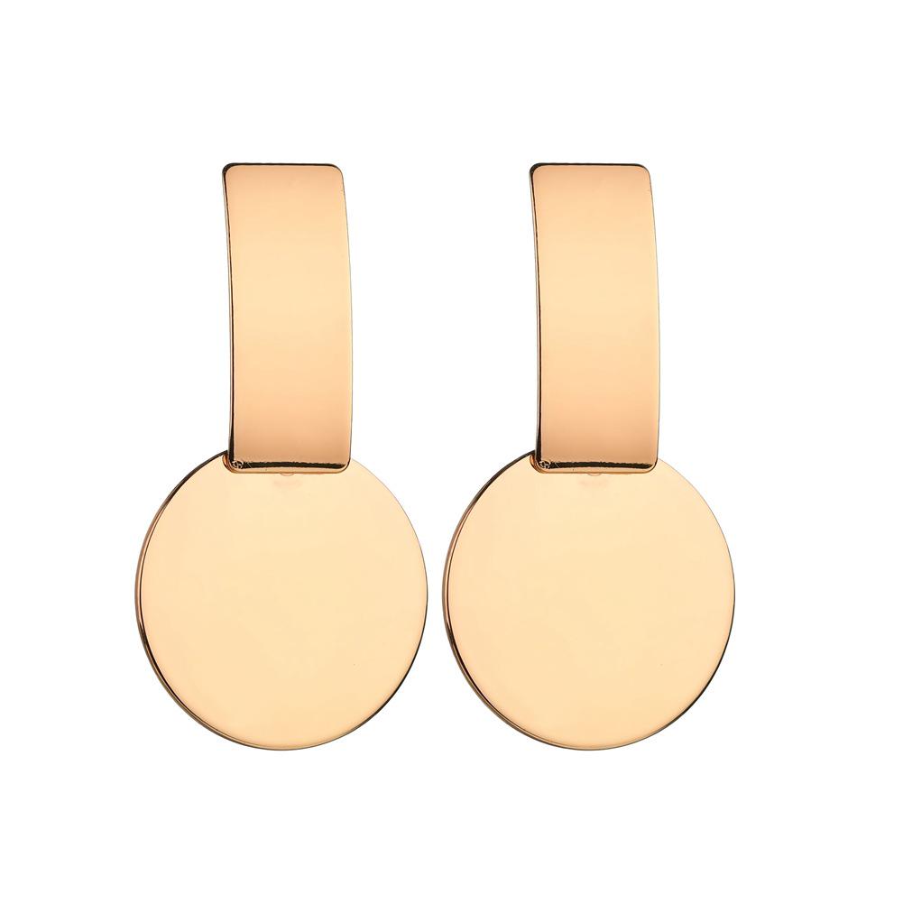 Simple Long Metal Round Stud Earrings - European  American Style