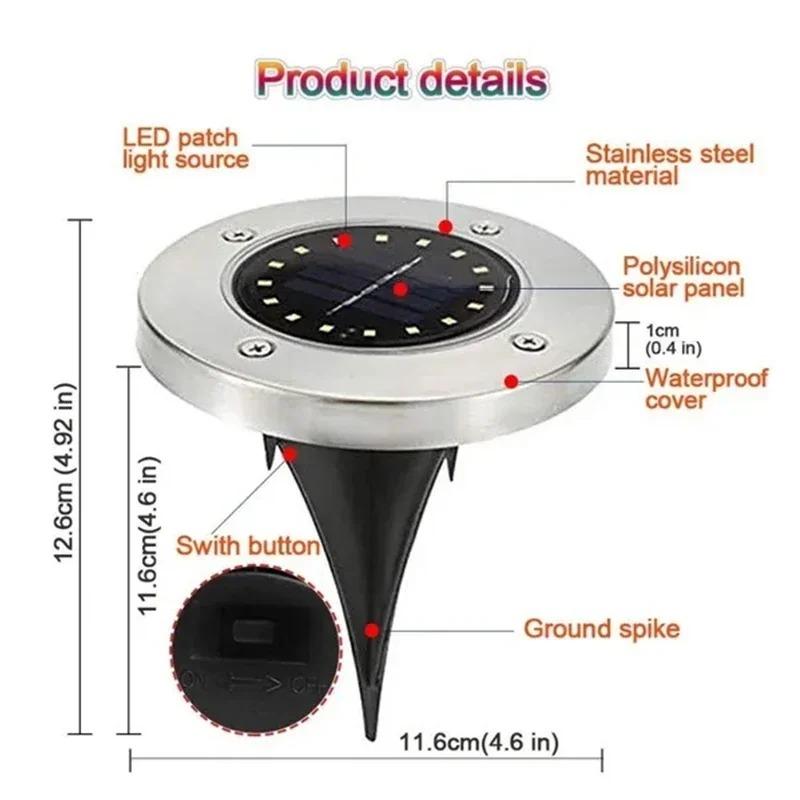 Solar Powered Underground Disk Light, Outdoor Buried Spotlight Lamp, Waterproof In-Ground Landscape Light For Home Garden Lawn Yard Pathway Decoration