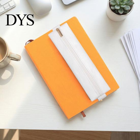 Retro Texture Writing Tool Case Zipper Pen Holder for Notebook, with Adjustable Elastic Band Versatile Daily Commuter Bag Design, Slim Lightweight