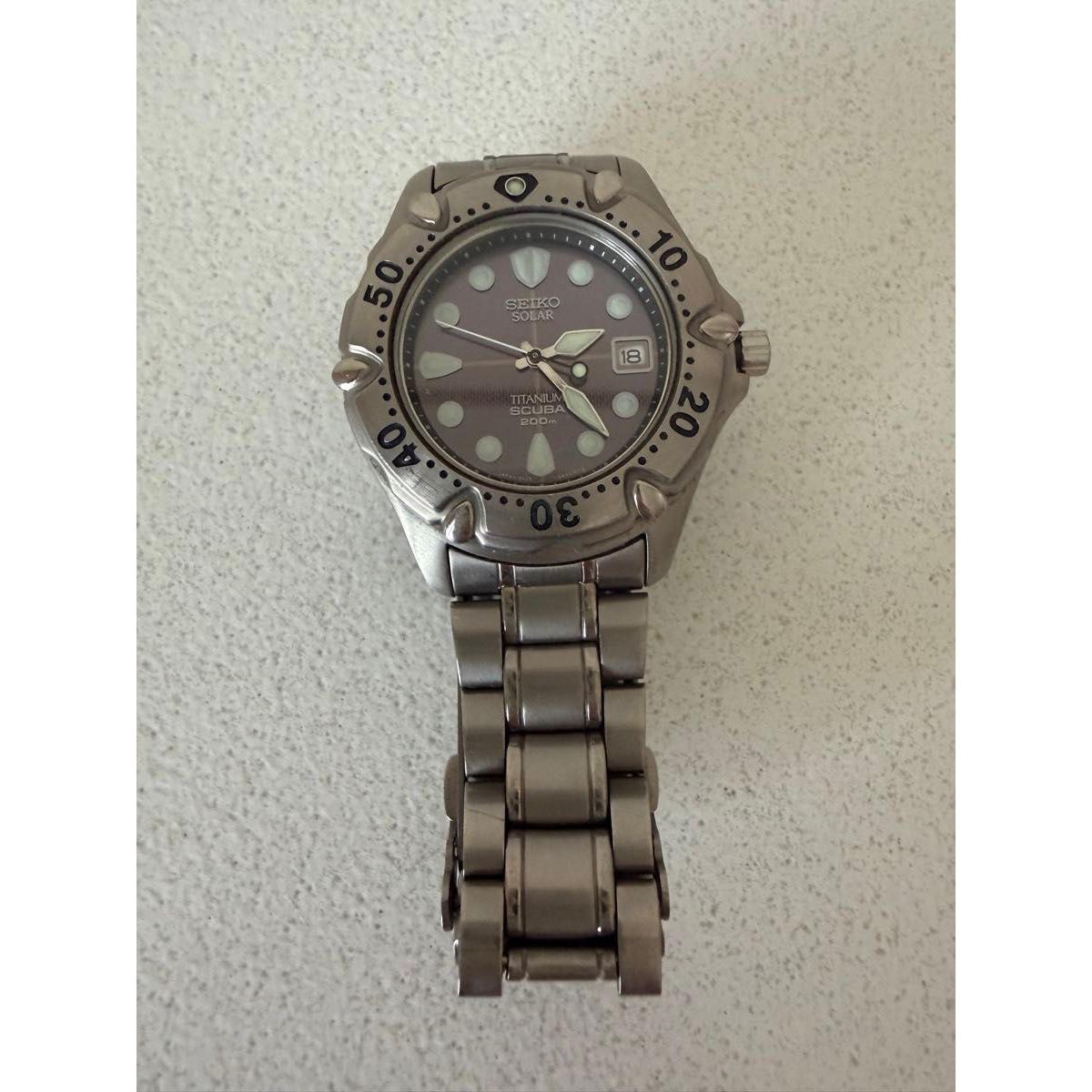 Used SEIKO SOLAR Diver Watch Silver Men s Watch