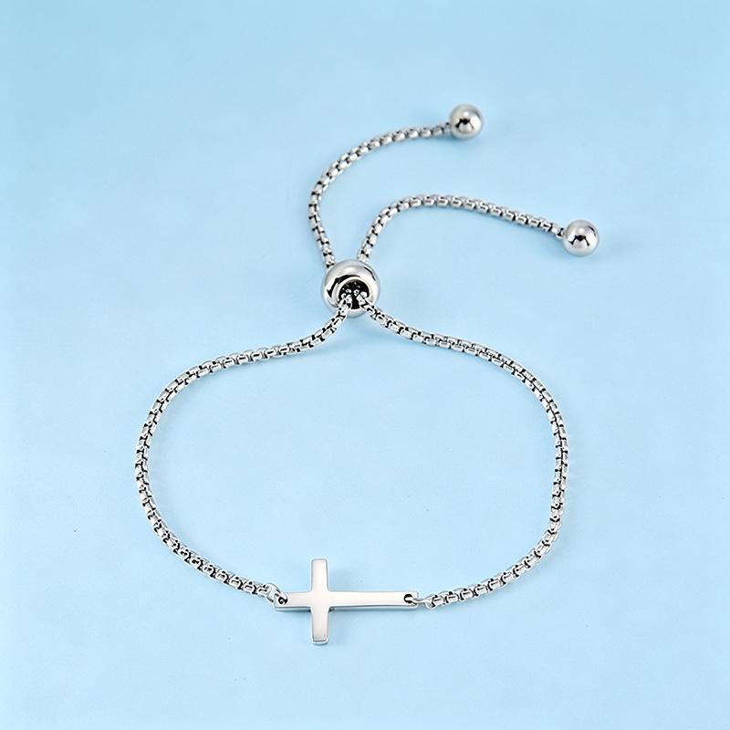 European-American Lucky Pearl Stainless Steel Cross Bracelet