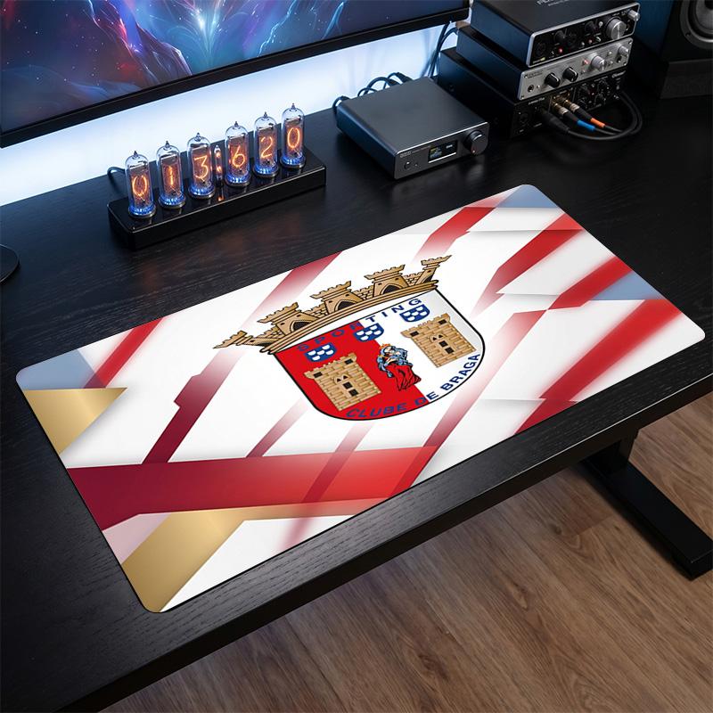 Braga FC Theme Pattern Mouse Pad, Soccer Logo Design XXL Gaming Desk Mat Non-Slip Computer Mouse Pad