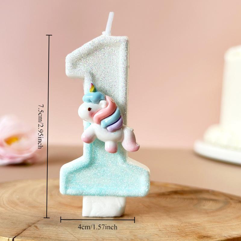 Cartoon Unicorn Digital Candle Birthday Candle Party Festival Cake Decoration Atmosphere Props