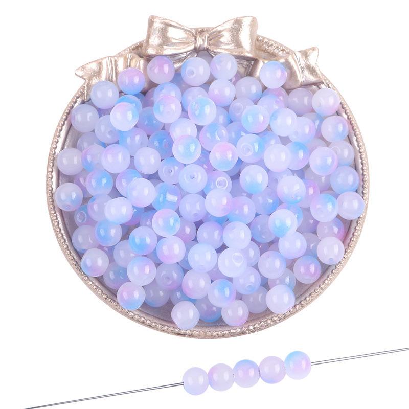 8mm Summer Dream Jelly Duplex Glass Round Beads Loose Beads DIY Handmade Bracelet Glaze Beading String Material Beads for Jewelry Making