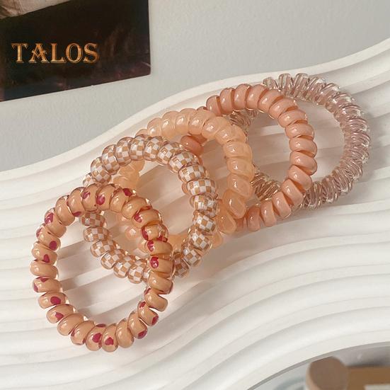 5Pcs Small Spiral Hair Coils High Elastic Ponytail Holder Women Adjustable Phone Cord Hair Ties Versatile Scrunchie Hair Accessories