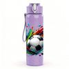 1PC Splash Soccer Ball Art Print 750ml Color Plastic Sports Water Bottle Leakproof Flip Straw Lid Suitable for Sports Office Home Use