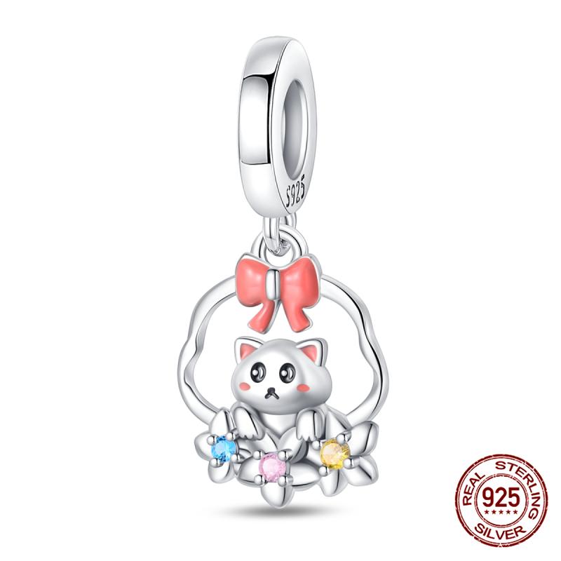 Fit Charms Fororiginal Bracelets And 3Mm Bracelets Cat Pendant Under The Mooncopper Jewelry Making For Women Gift