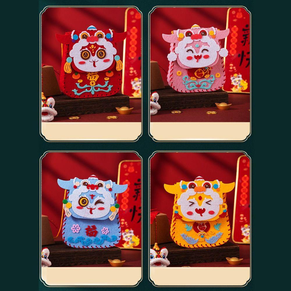 Cartoon New Year Blessing Bag Snake Pattern Material Package Crafts DIY Lucky Bag  Kindergarten