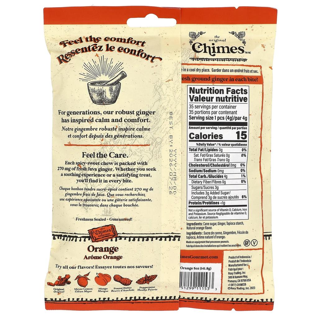 Chimes, Ginger Chew, Orange, 5 oz (141.8 g)