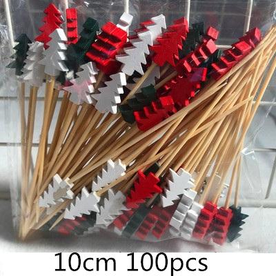 100pcs 12cm Fruit Cocktail Pick Stick Different Style Bamboo/PVC Buffet Cupcake Toppers Bar Tools Barware