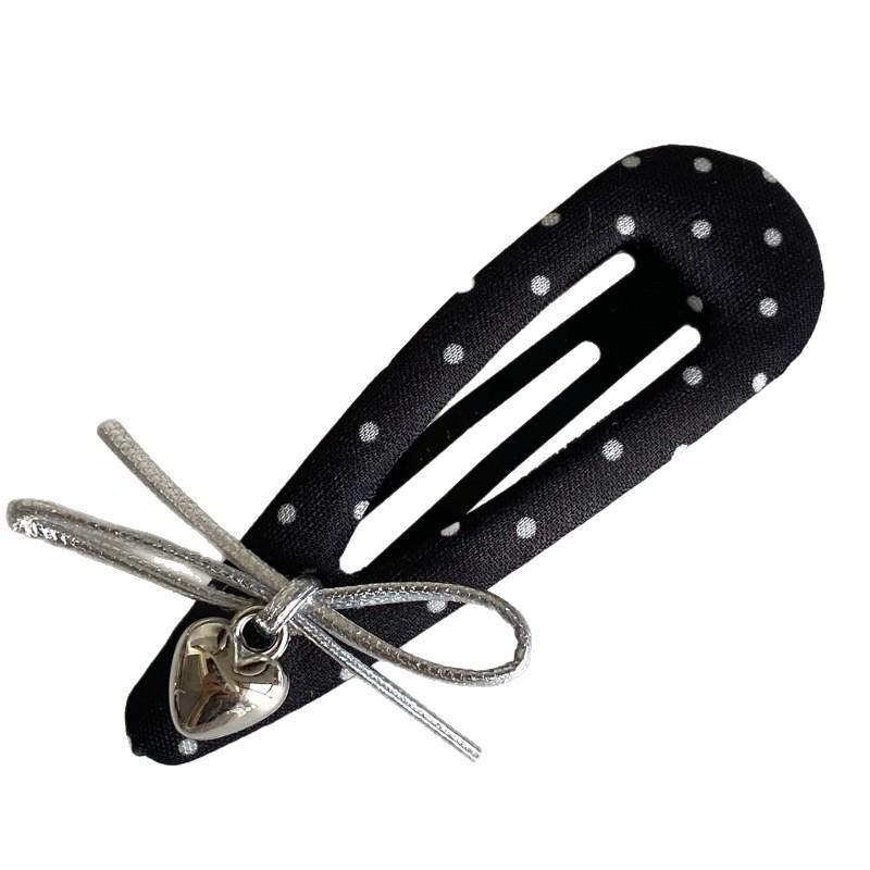 Hochwertige französische Satin-Punkte-BB-Klammer – Retro-Stil-Pony-Haarnadel für Damen