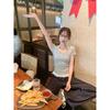 Korean Sweet Lace Splicing Neck and Shoulder T-shirt Summer Waist and Thin Versatile Short-sleeved Small Top Ins