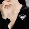 Enamel-colored Butterfly Brooch for Women, Featuring Chinese Style, with Pearl Embellishments, An Elegant Large Pin.