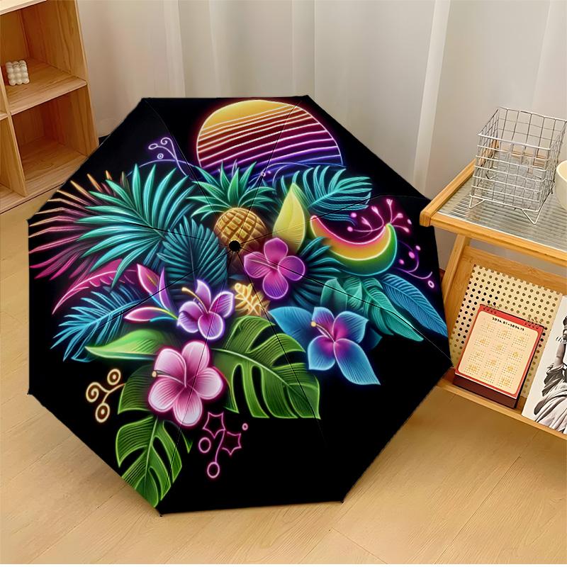 

Green Gold Leaf Circle Printed umbrella windproof folding umbrella portable sun and rain umbrella suitable for gifting