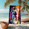 1PC Custom Name Rainbow Unicorn Fantasy Beach Towel Highly Absorbent And Sand-Resistant Towel for Swimming, Pool, Yoga, And Travel Lightweight