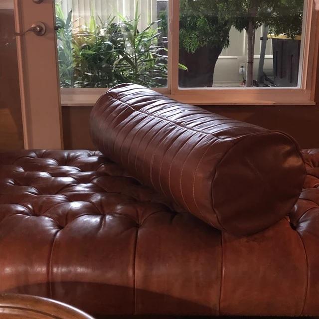 Brown Leather Bolster Cover, Round Shaped Sofa Cushion Cover, Home Decor, Bolster Pillow Roll Cover, Neckroll Cover, Yoga Cushion Cover Birthday Gift