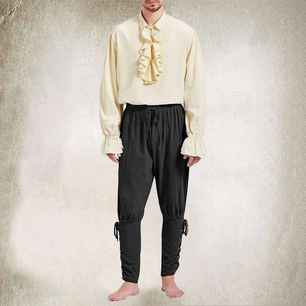 Renaissance Costume Men's Pirate Pants Gothic Classical Medieval Viking Navigator Halloween Cosplay Clothing Banded Trousers