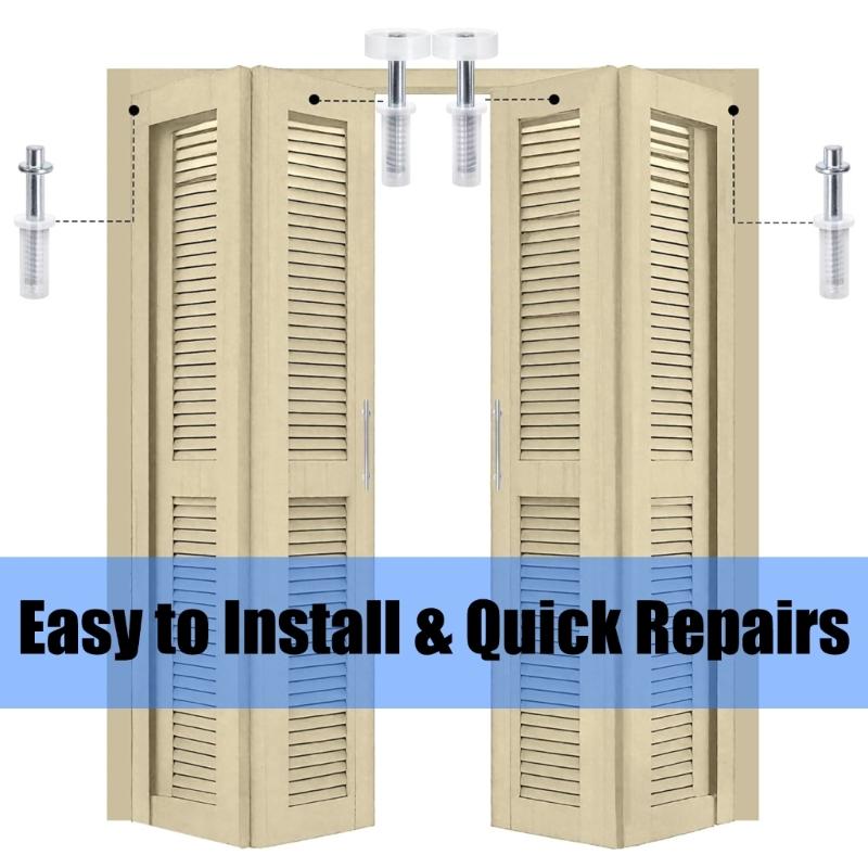 8Pcs Pivots Hinge Top Guide Wheel Spring Loaded Bifold Door Hardware Kits Bifold Closet Door Repair Kits Enduring