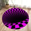 3D Checkered Round Area Rug Bedroom Kitchen Mat Washable Indoor Floor Accent Bathroom Carpet for Living Room Home Office Hallway