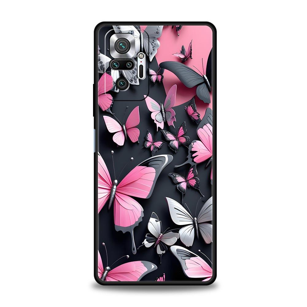 Butterfly Design Phone Case Cover for Redmi 14C 10C Note 15 14 13 12 10 11 K40 Pro Plus 5G Shockproof Soft TPU Shell Fundas Bag