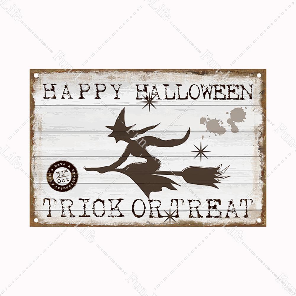Halloween Pumpkin Tin Sign Vintage Plate Bat Poster Painting Festival Metal Signs Bar Art Party School Wall Home Decor 20x30cm