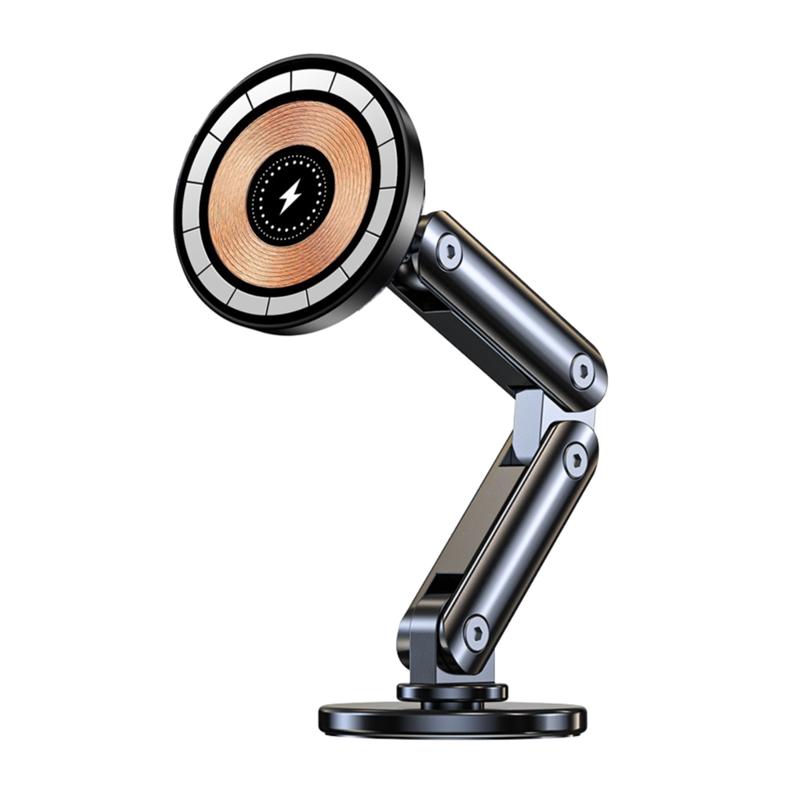 15W Car Magnetic Wireless Charger Holder 360 Rotation Metal Adjustable Angle in Car Stand For Iphone 15 14 13 12 Pro Max Samsung