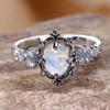 Weißer Feueropal Ovaler Stein Verlobungsringe Für Frauen Vintage Silberfarbe Luxus Kristall Eheringe Geburtsstein Schmuck Geschenke