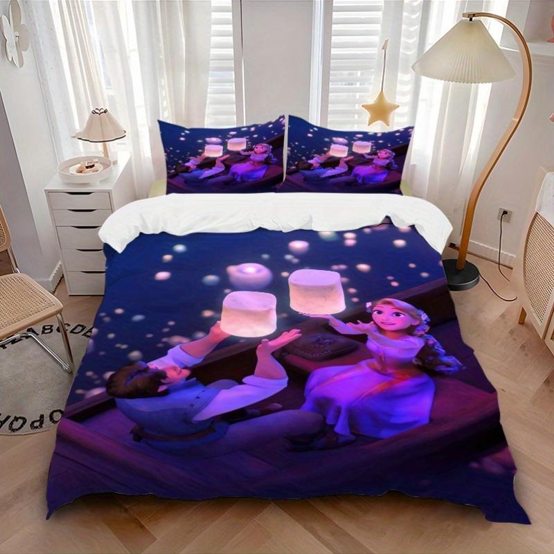 3 Stück Rapunzel & Flynn Schwebende Laternen Bettbezug-Set - Weich und Gemütlich Schlafzimmer, Gästezimmer und Wohnheim Dekorative Bettwäsche 3-teiliges Set 1 Qui