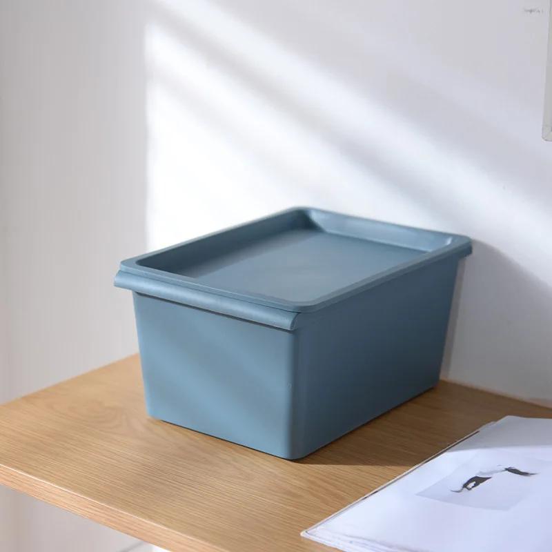 Desktop Plastic Storage Box with Lid Home Makeup Clothes Underwear Sundries Toy Cosmetics Storage Basket Kitchen Food Organizer