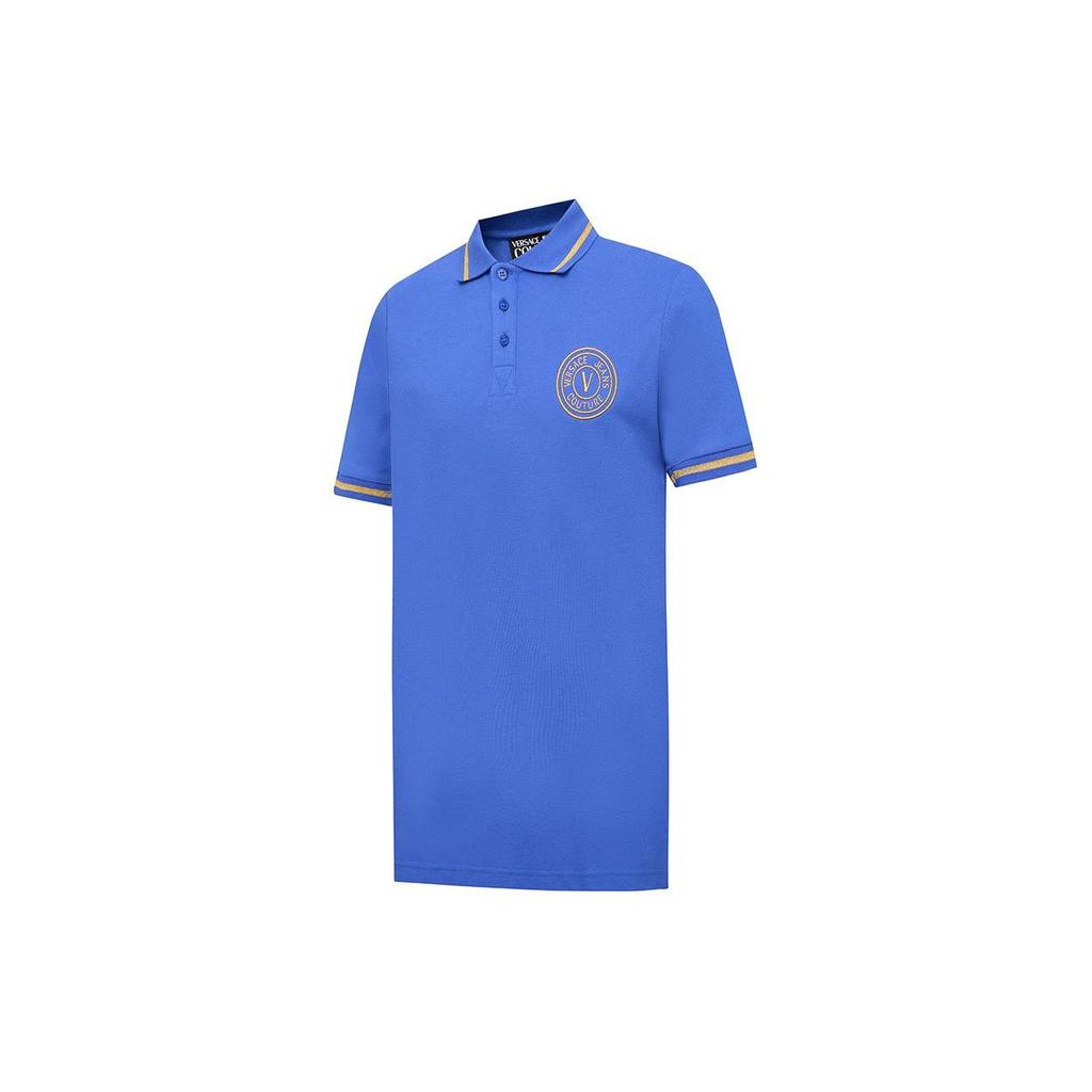 VERSACE JEANS COUTURE SS24 Polo Shirt Men's Royal Blue 76GAGT02-CJ01T-G20