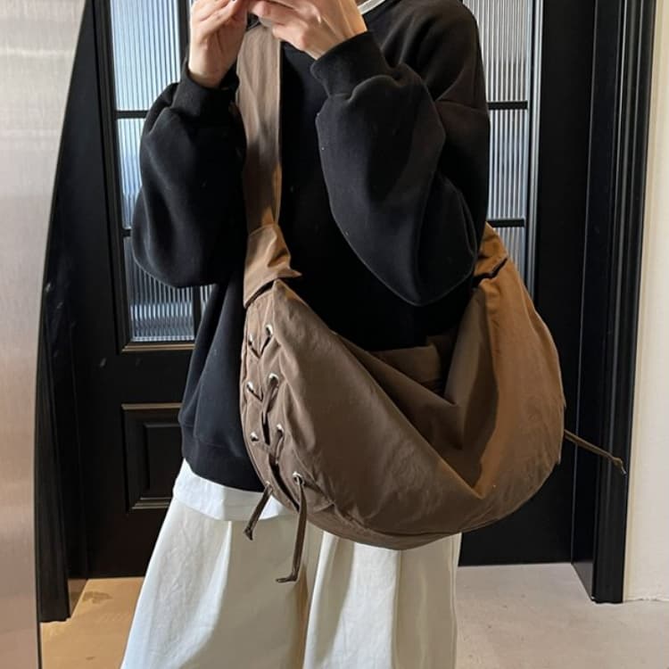 Simple Nylon Drawstring Tote Bag Women's Shoulder Bag