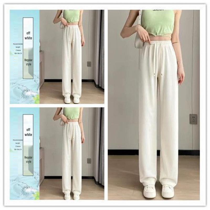 

Summer 2026 Women s Wide-Leg High Waist Floor-Length Pants - Elastic Waist, Lightweight, Drape, and Straight Leg Fit 2XL (Weight 135-150jin)