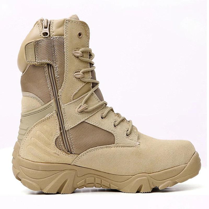 Plus Size Eu 37-47 Male Boots Outdoors Climbing Special Force Leather Waterproof Desert  Boots