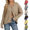 Damen Langarm Zopfmuster Strickjacke Farbe Lässiger Pullover Top