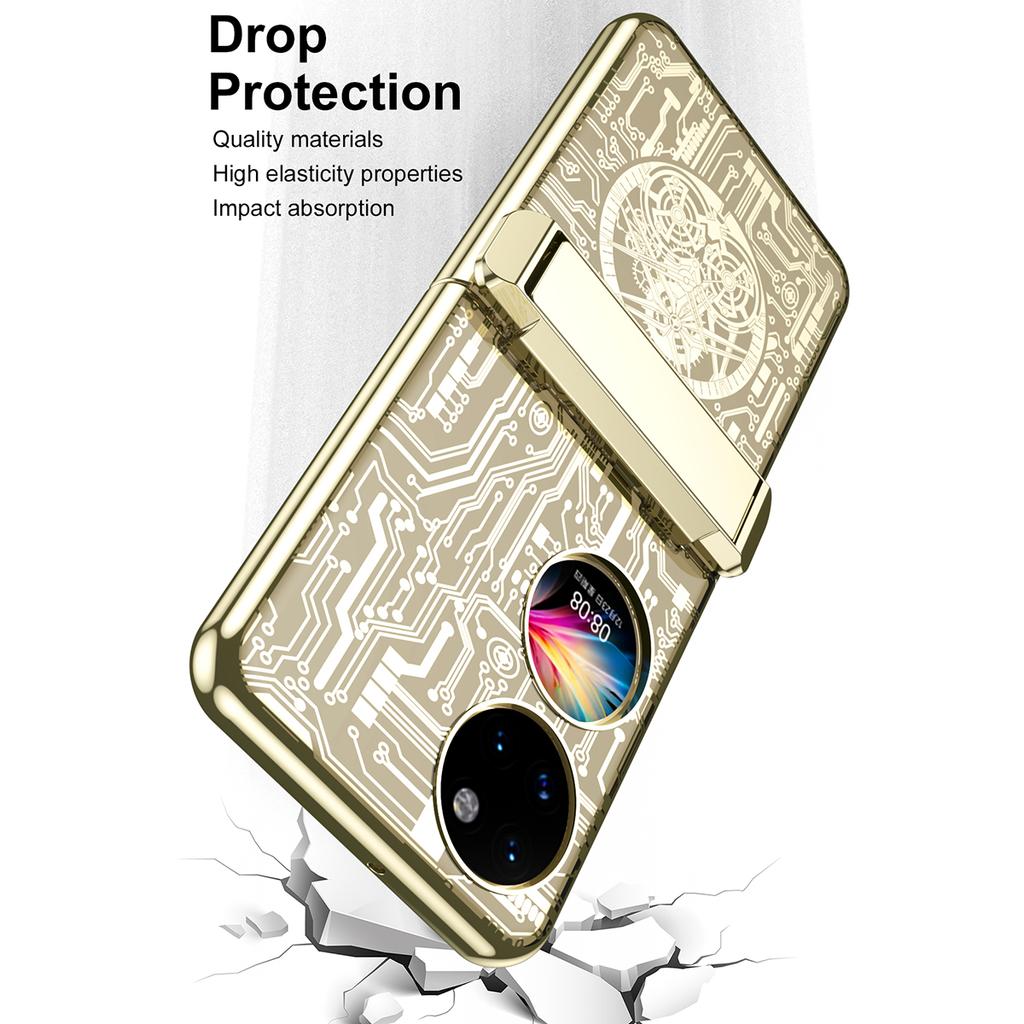 Mechanical Legend Series for Huawei P50 Pocket Electroplating Case Hinge Kickstand PC Cover