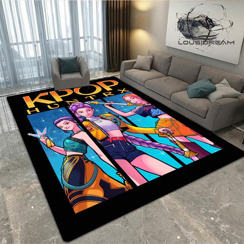 3D KPop Demon Hunters Print Carpet Non-slip Carpet Outdoor Carpets Area Rug Home Bedroom Decor Rug for Bedroom Birthday Gift
