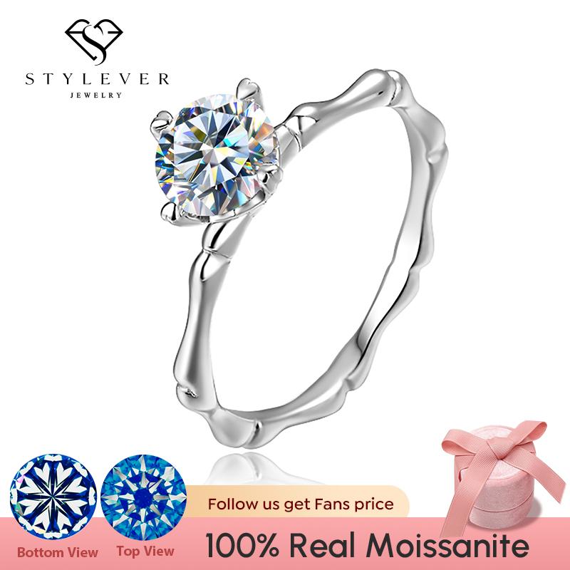 

Stylever Роскошные 0,5-1CT D Цвет Муассанит Бамбуковые Кольца для Женщин Стерлингового Серебра 925 пробы Вечность Свадебные Блестящие Ювелирные Изделия