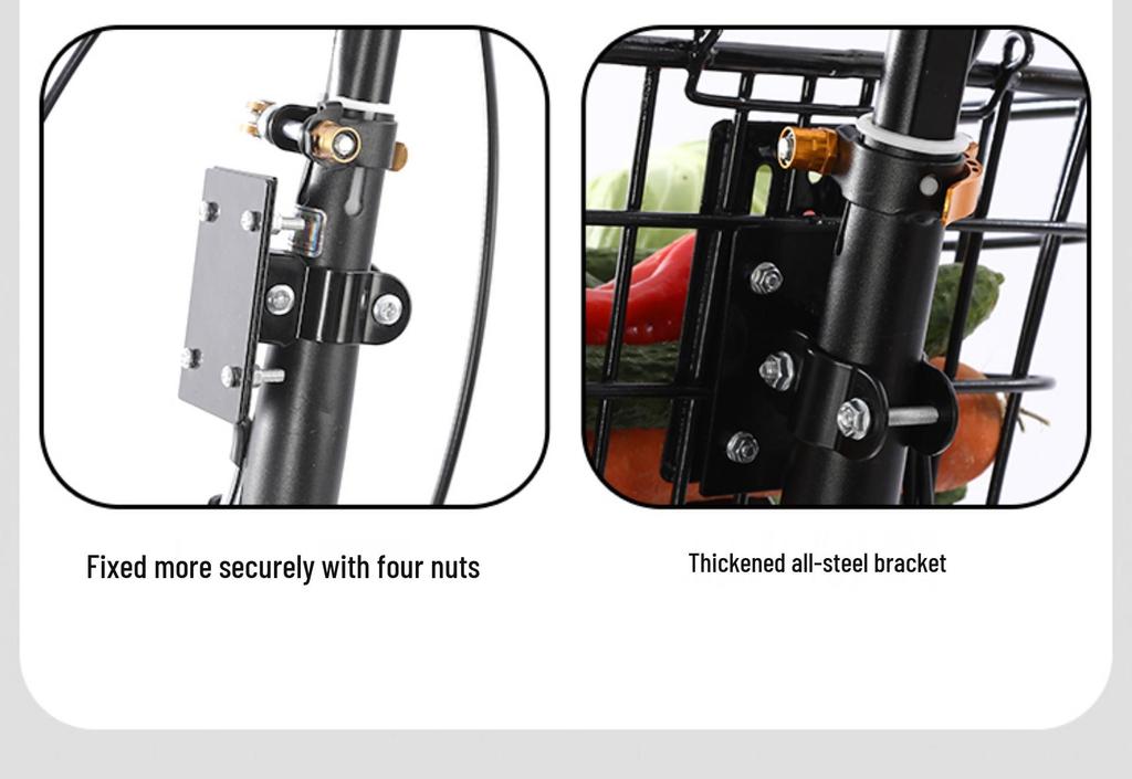 Universal Folding Front Bike Basket - Metal Design for Electric Bikes and More