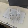 Summer Street Women's Slippers Slim Fashion Pointed Rhinestone Gold Silver High Heels Party Wedding Shoes