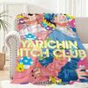 Anime y-Yarichin-Bitch Club Throw Lightweight 240g Flannel Blanket Soft Skin-friendly for Summer Cooling