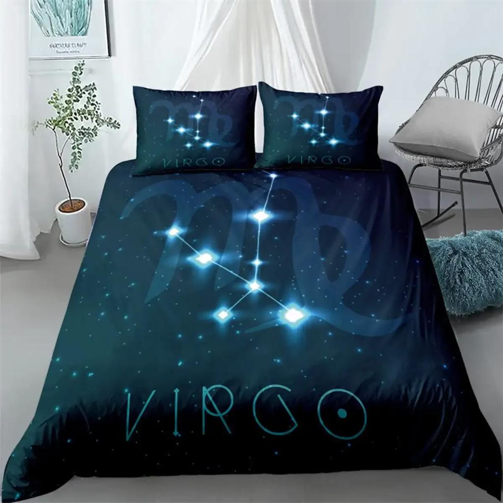 Comforter Constellation Psychedelic Galaxy Astrology Hippie Mystery Compass Blue For Bedroom Decoration Warm Soft