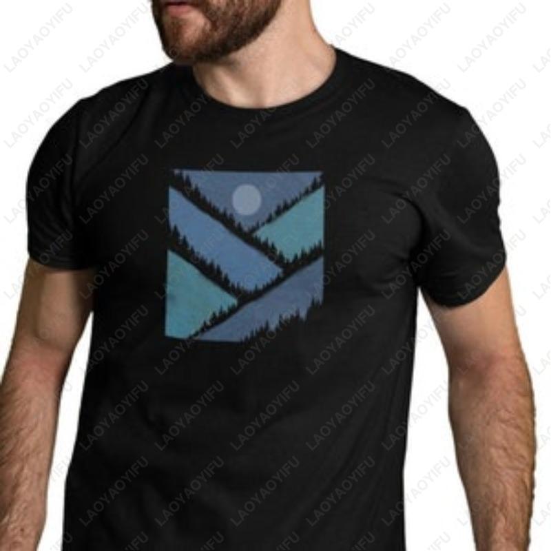 Tshirt Unisex Mountains Geometric Shirt Unisex Birthday Gift Nature Travel Tshirt High Quality Cotton Print Shortsleev Funny Tops