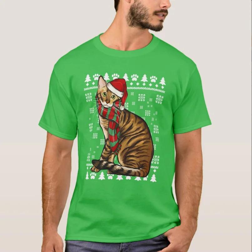 

Xmas Toyger Cat Santa Hat Christmas Cat Lovers Gift TShirt 100 Cotton ONeck Short Sleeve Casual Mens Tshirt Size S3X S